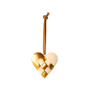 Metal ornament, Braided heart – Gold